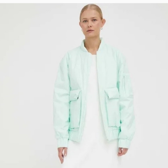 Rains Fuse Bomber Jacket In Mineral,  Style # 15530, Women's S-M, Men's XS - Picture 1 of 6